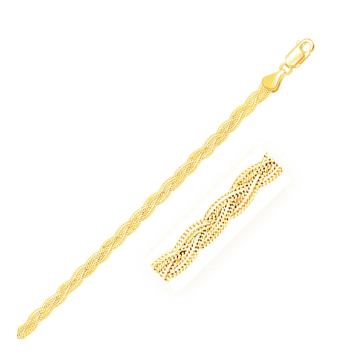 3.5mm 14k Yellow Braided Foxtail Anklet | Biovlia