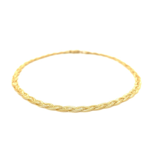 3.5mm 14k Yellow Braided Foxtail Anklet - Image 2 | Biovlia