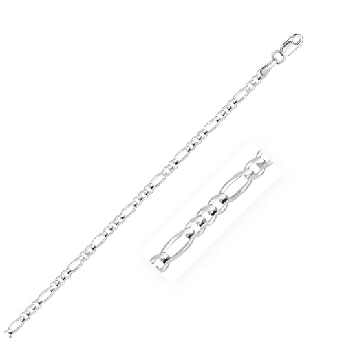 2.6mm 14k White Gold Figaro Anklet | Biovlia