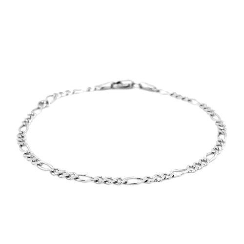 2.6mm 14k White Gold Figaro Anklet - Image 2 | Biovlia